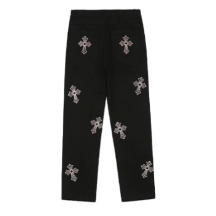 Chrome Hearts Rhinestone Cross Pants