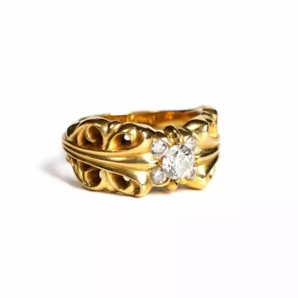 DOUBLE FLORAL RING 5 Stones WITH